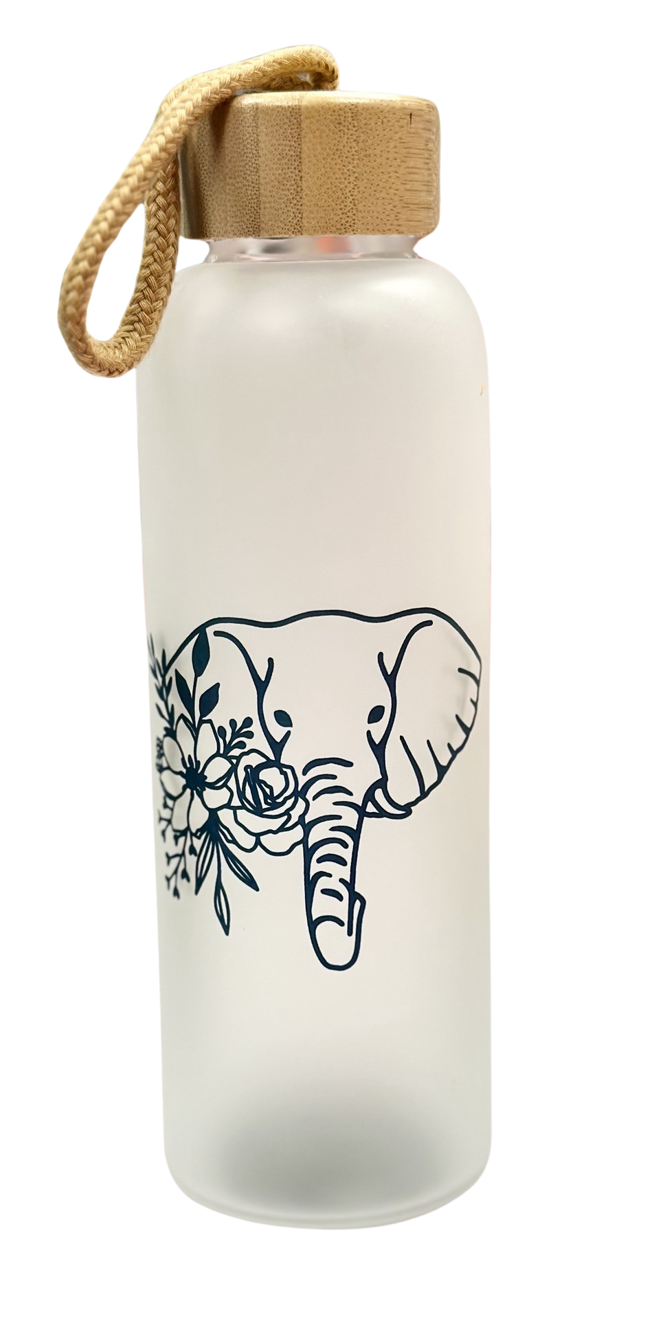 Floral Elephant Glass Bottle