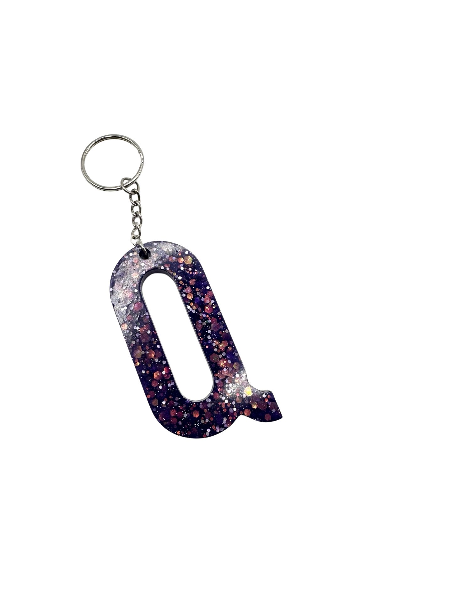 Letter Q Keychain- Purple & Pink Sparkle