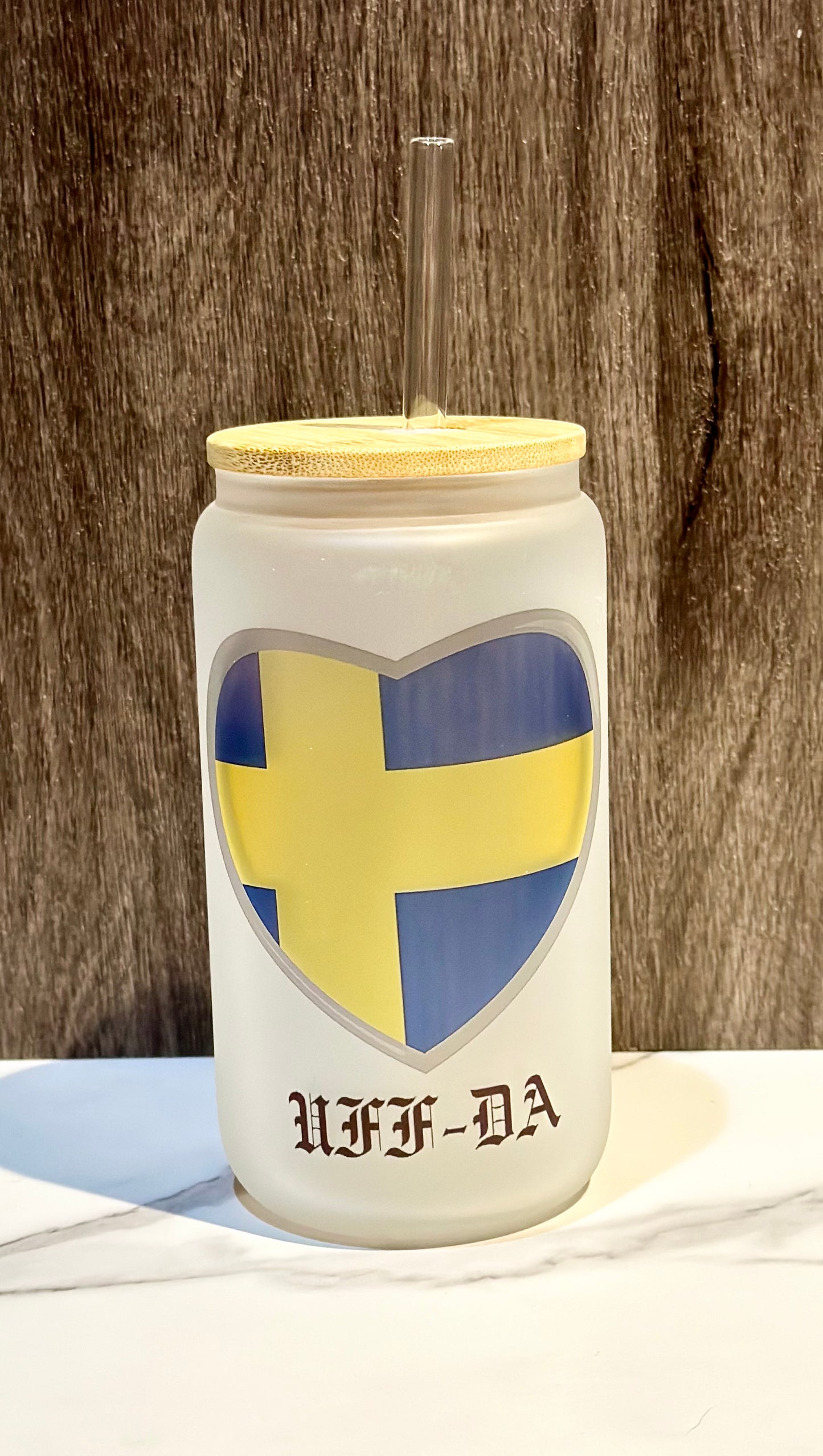 Swedish Heart Flag Glass Cup
