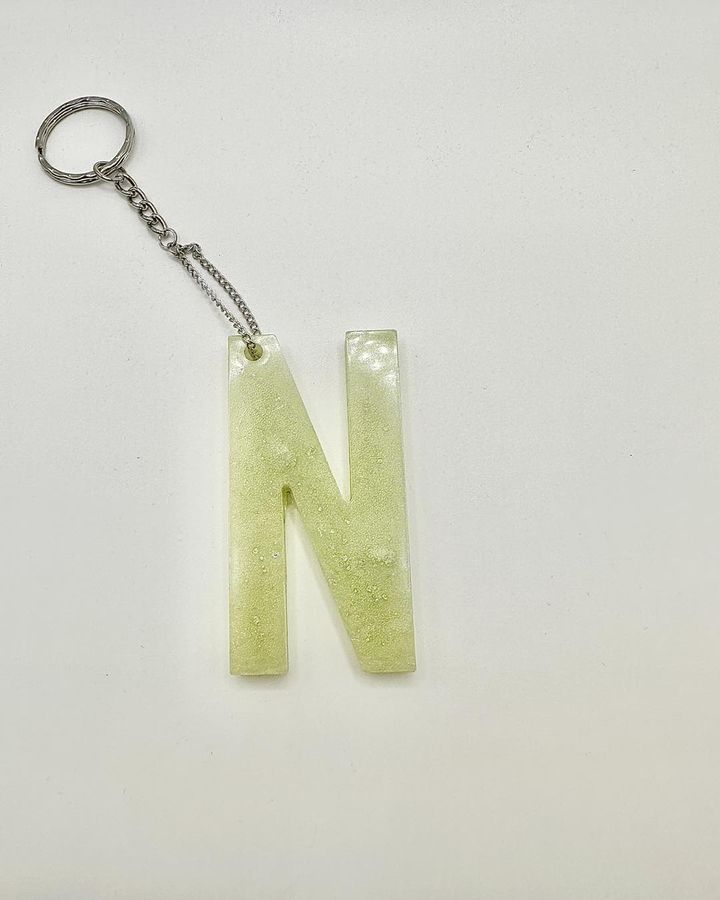 Neon Yellow/Green Letter 'N' Keychain