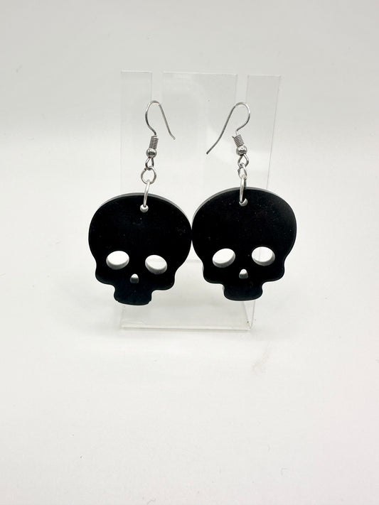 Sparkly Black Skull Earrings