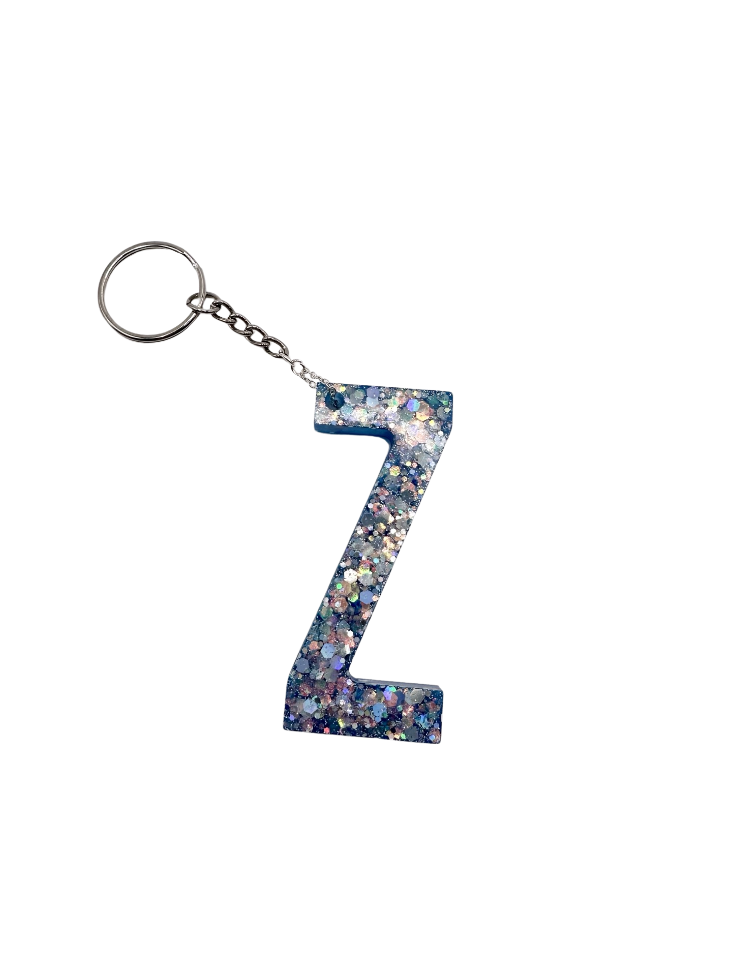 Letter Z Keychain - Blue, Sparkle