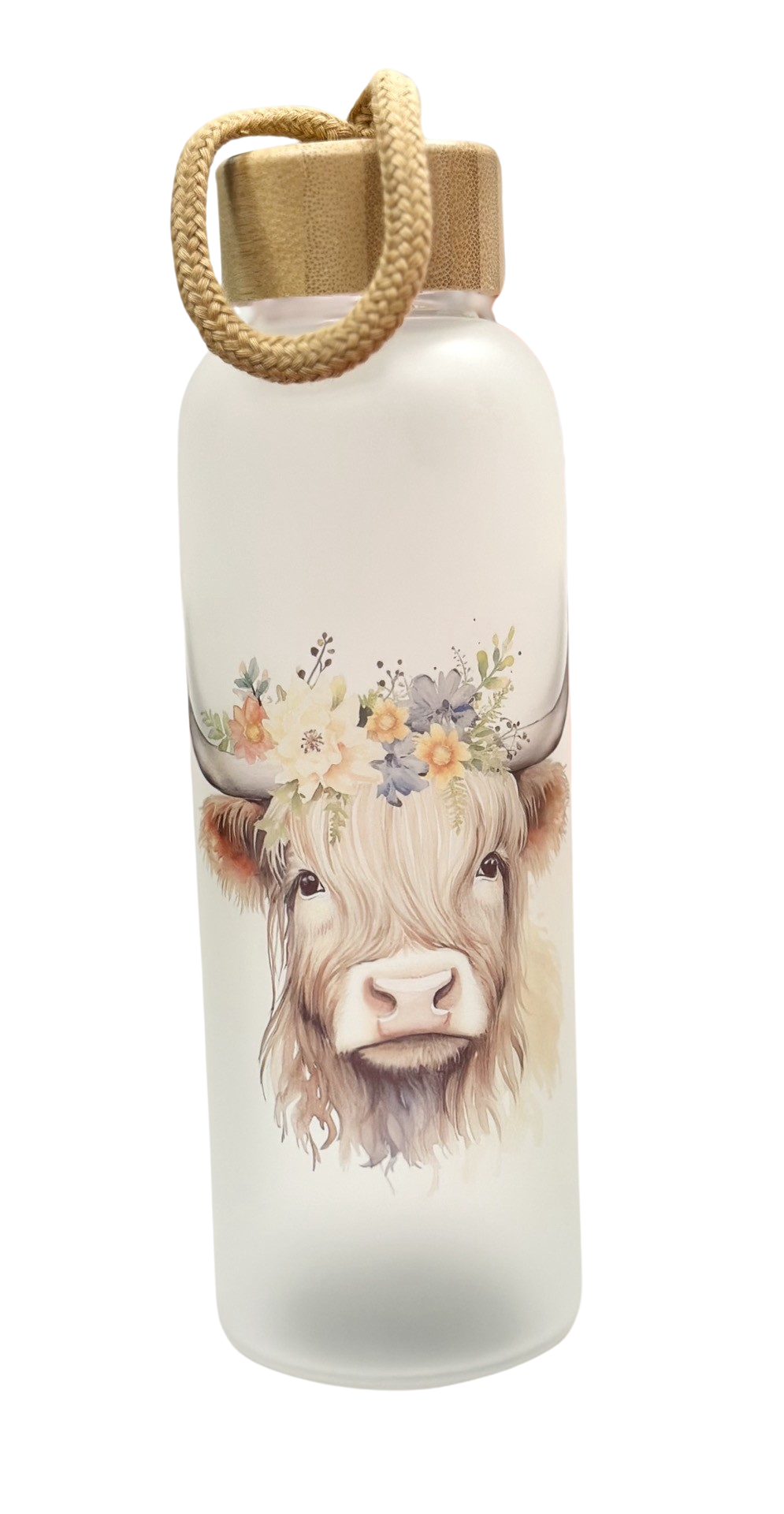 Highland Cow Glass Bottle