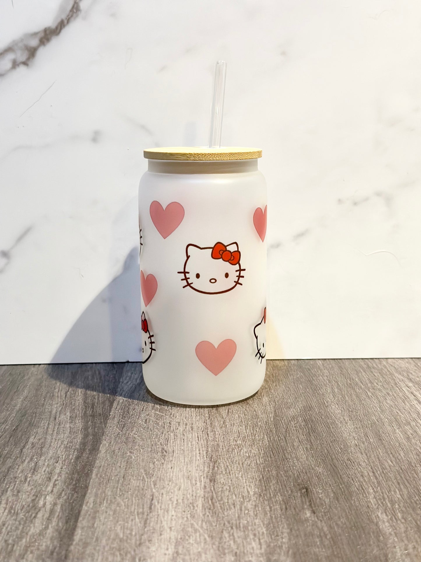 Hearts & Kitties Glass Cup