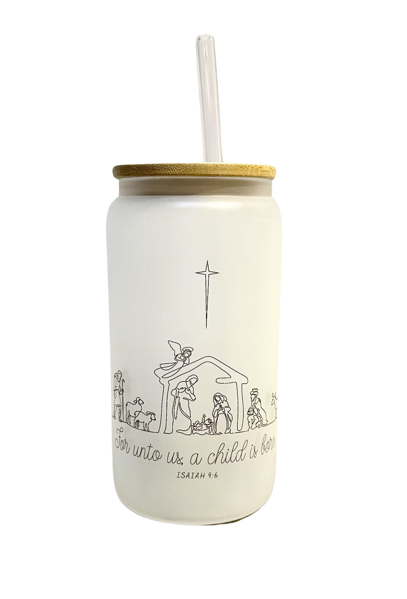 For unto us a child is born Glass Cup