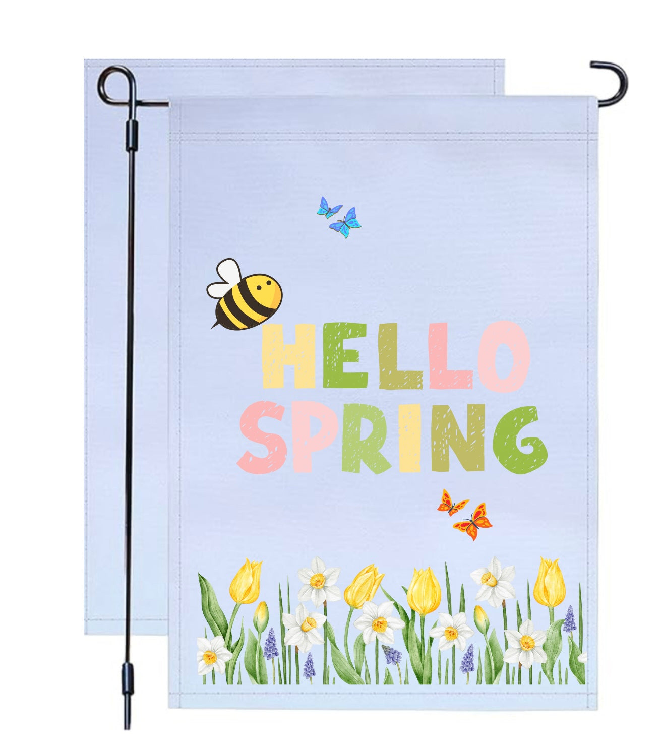 Hello Spring Garden Flag (Individual - Stand Included)