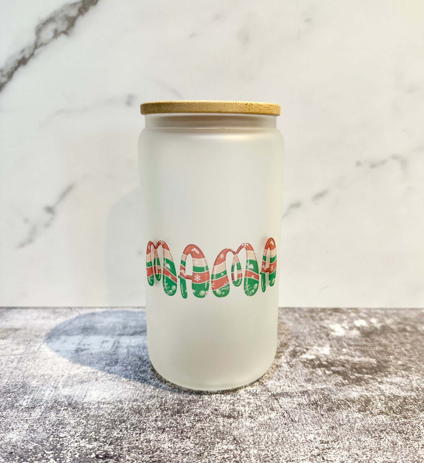 Mama Christmas Glass Cup