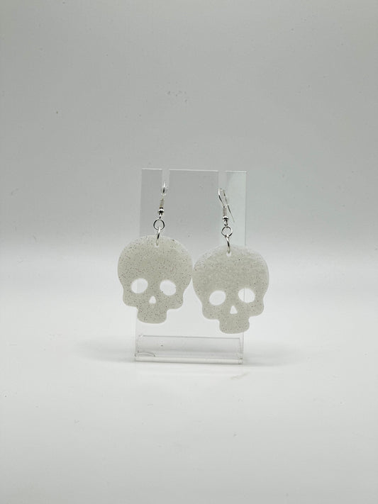 Sparkly & White Skull Earrings