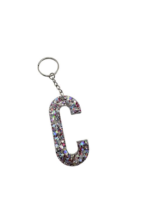 Letter C Keychain - Multi Sparkle