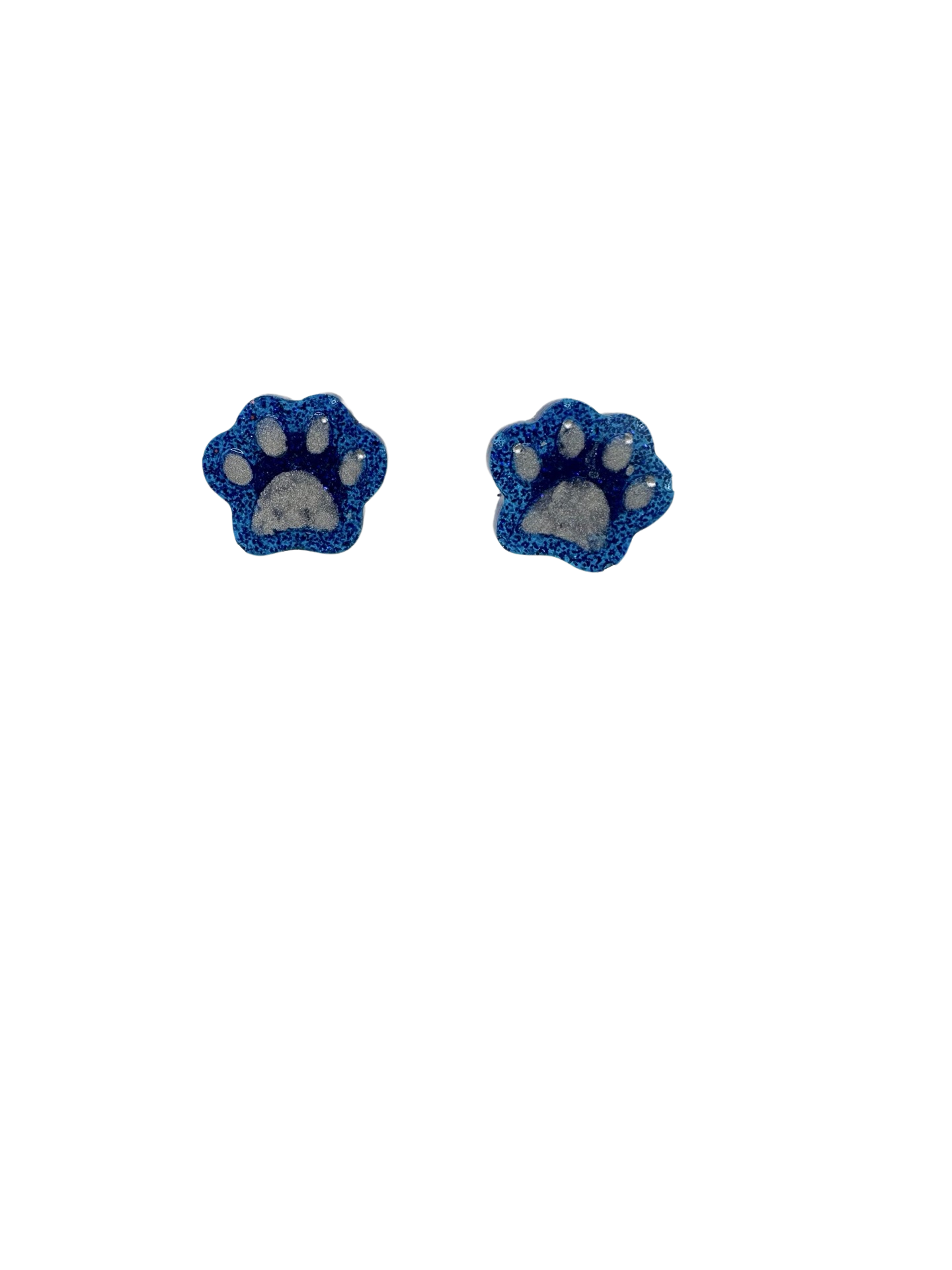 Blue & Silver Paw Print Earrings