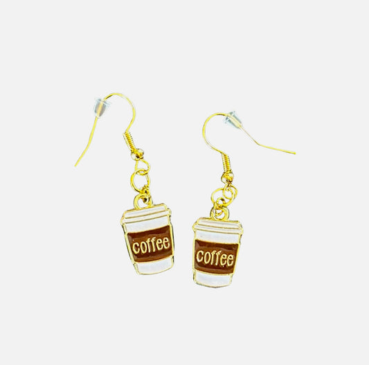 Gold Coffee Earrings