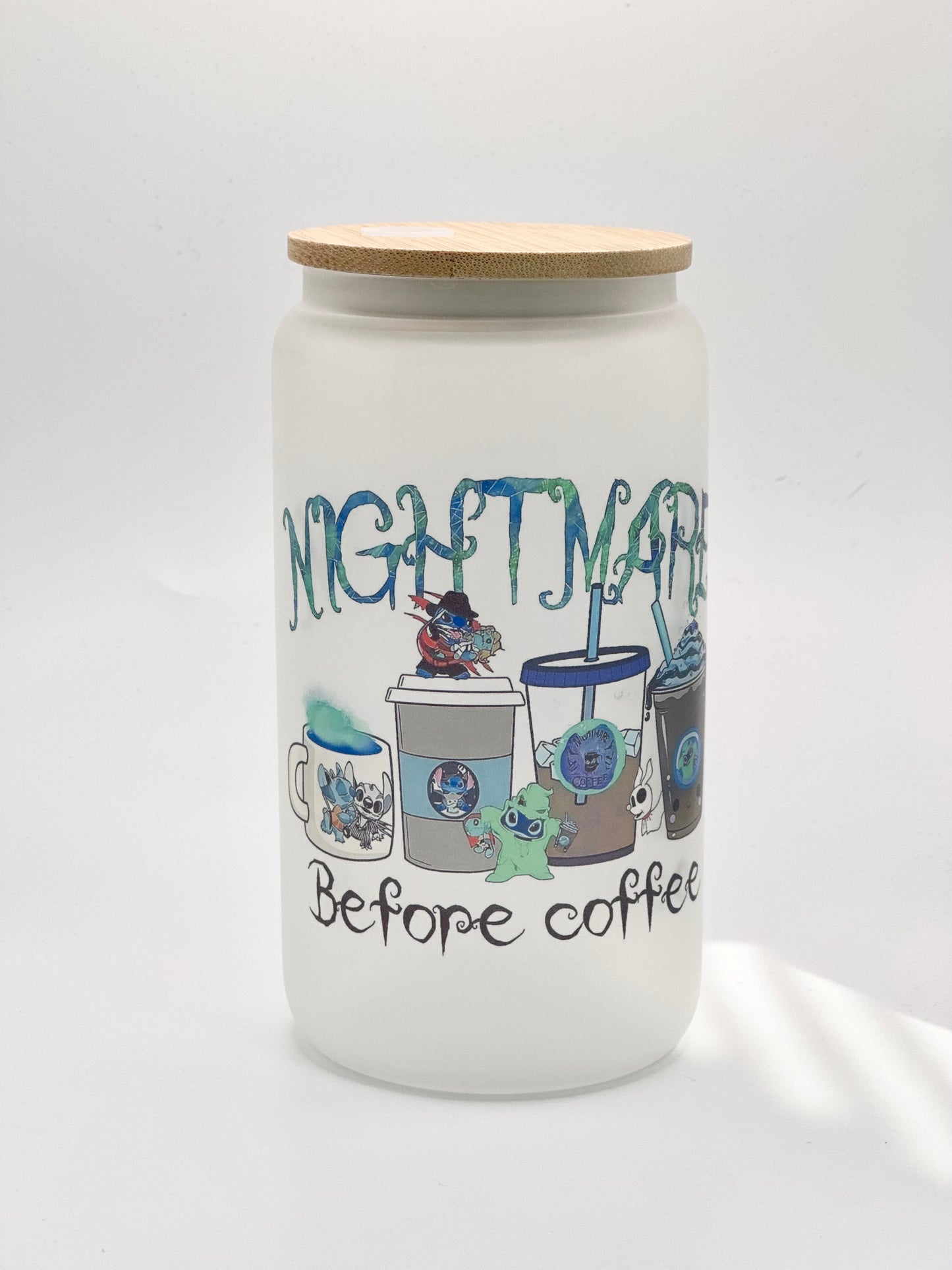 Nightmare Before Coffee Glass Cup