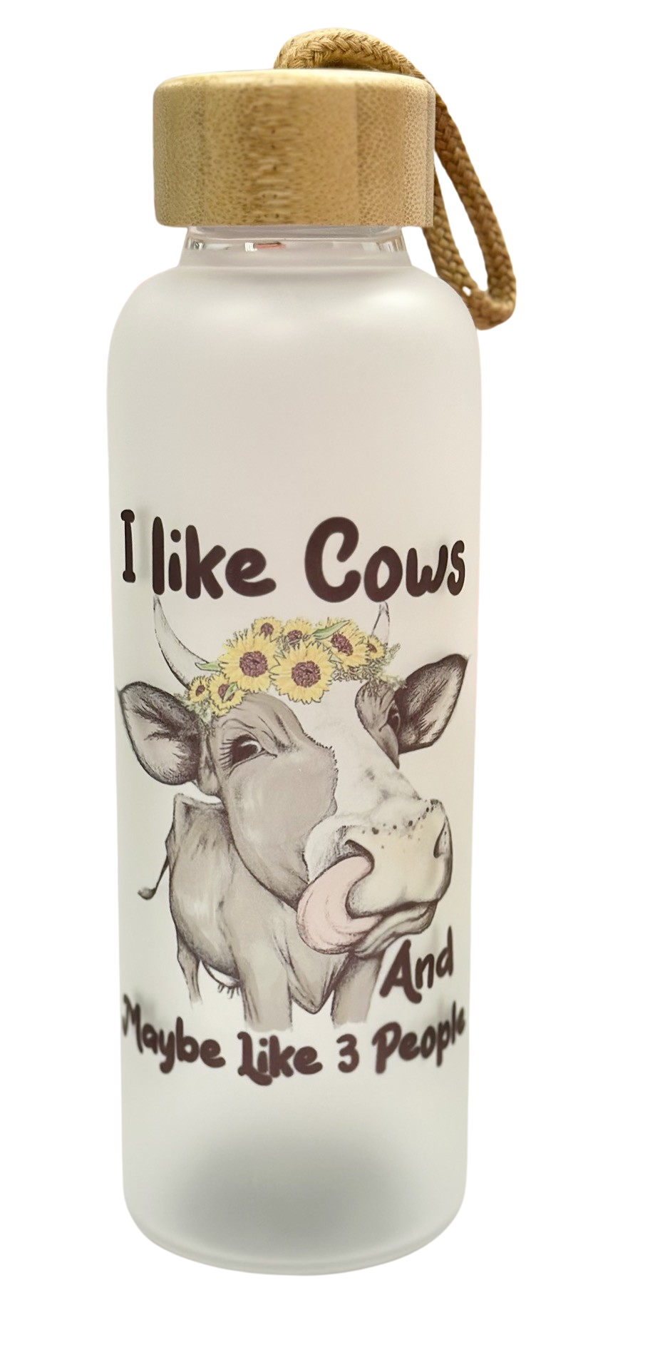 I Like Cows Glass Bottle